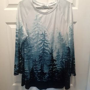 Miss look long sleeve shirt with beautiful artwork of trees Size Medium